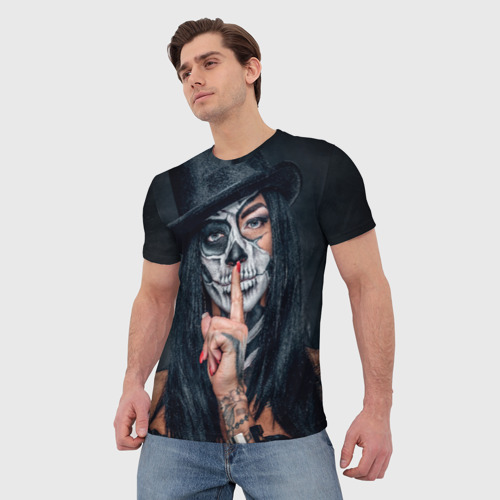 Мужская футболка 3D с принтом Девушка   halloween, фото на моделе #1