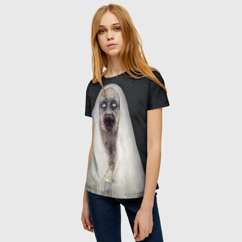 Женская футболка 3D Страшный  призрак, цвет 3D печать - фото 3
