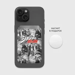 Картхолдер Magsafe магнитный JoJo паттерн с лого красный - фото 2