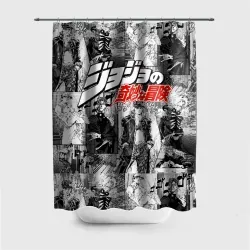 Штора 3D для ванной JoJo паттерн с лого красный