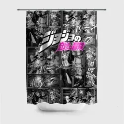 Штора 3D для ванной JoJo паттерн с лого розовый