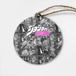 Деревянная игрушка круг JoJo паттерн с лого розовый