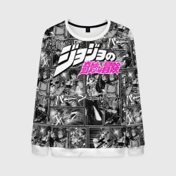 Мужской свитшот 3D JoJo паттерн с лого розовый