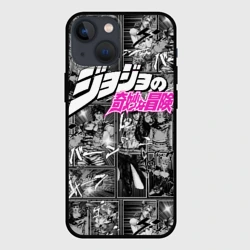 Чехол для iPhone 13 mini JoJo паттерн с лого розовый