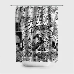 Штора 3D для ванной Серый комикс JoJo