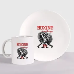 Набор: тарелка + кружка Boxing is my therapy