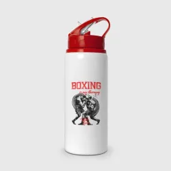 Бутылка для воды с трубочкой Boxing is my therapy