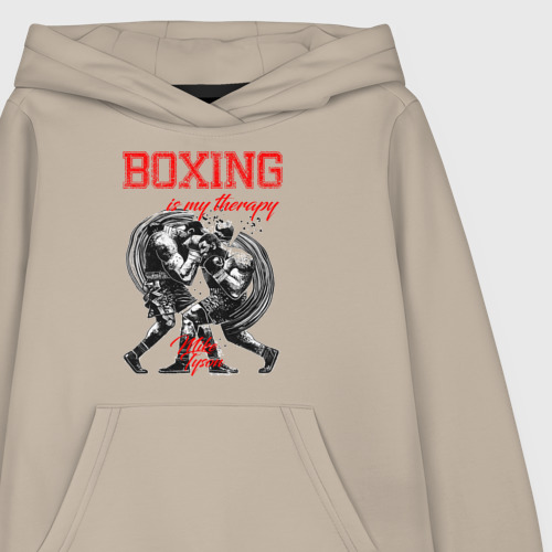 Детская толстовка хлопок Boxing is my therapy, цвет миндальный - фото 3