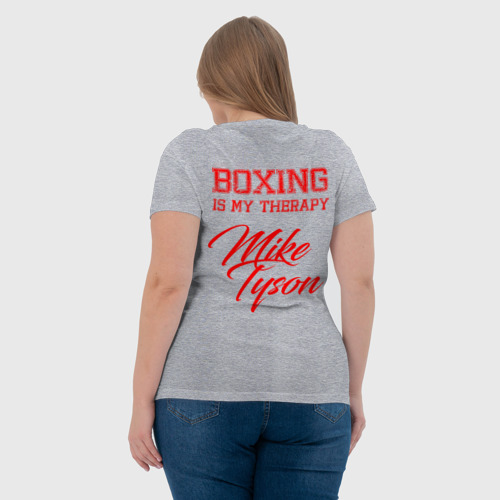 Женская футболка хлопок Boxing is my therapy, цвет меланж - фото 7