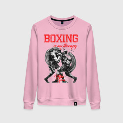 Женский свитшот хлопок Boxing is my therapy