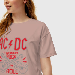 Женская футболка хлопок Oversize AC/DC - фото 2