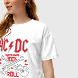 Женская футболка хлопок Oversize AC/DC - фото 2