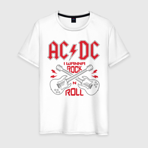 Мужская футболка из хлопка с принтом AC/DC, вид спереди №1