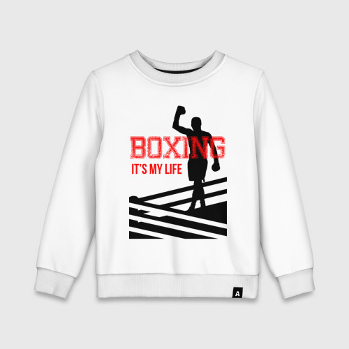 Детский свитшот хлопок Boxing its my life, цвет белый