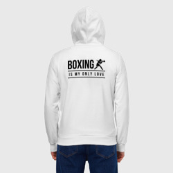 Толстовка с принтом Boxing life для мужчины, вид на модели спереди №2. Цвет основы: белый
