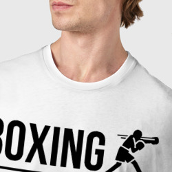 Футболка с принтом Boxing life для мужчины, вид на модели спереди №4. Цвет основы: белый