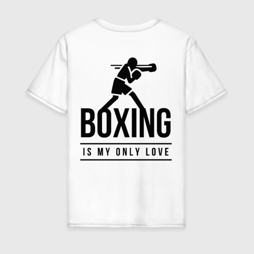 Мужская футболка из хлопка с принтом Boxing life, вид сзади №1