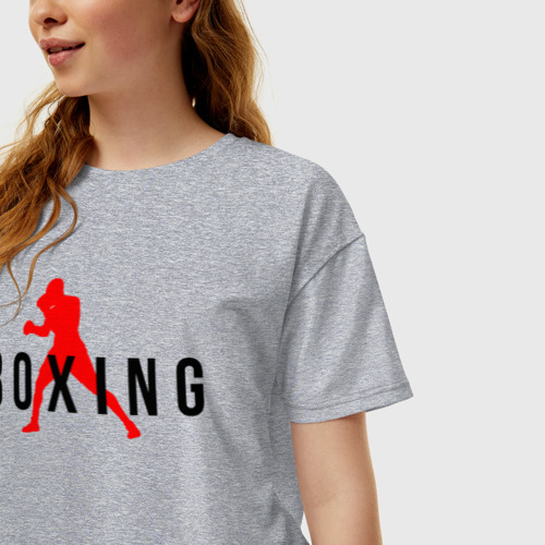 Женская футболка хлопок Oversize с принтом Boxing  indastry, фото на моделе #1