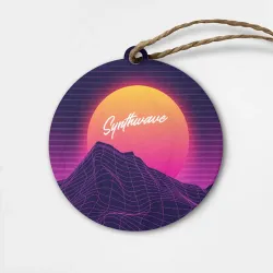 Деревянная игрушка круг Synthwave Retrowave