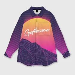 Женская рубашка oversize 3D Synthwave Retrowave