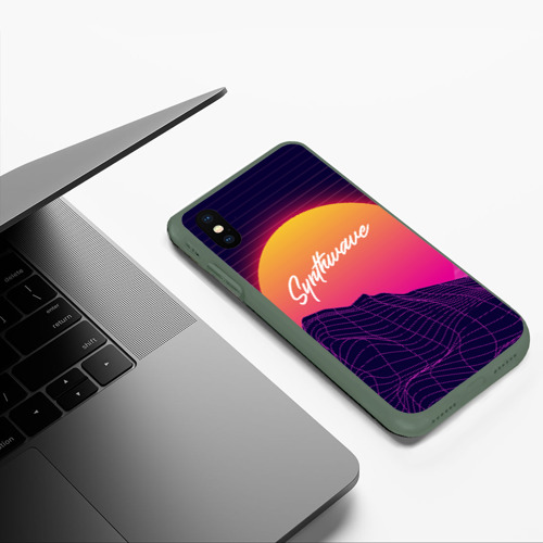 Чехол для iPhone XS Max матовый Synthwave Retrowave, цвет темно-зеленый - фото 5