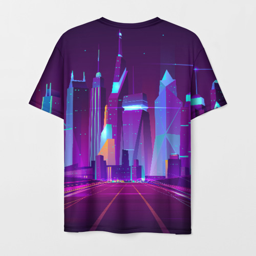 Мужская футболка 3D Неоновый город, цвет 3D печать - фото 2