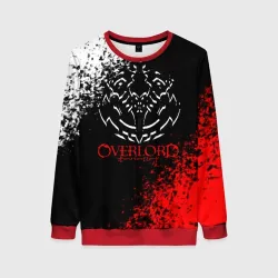 Женский свитшот 3D Оверлорд лого краснобелый