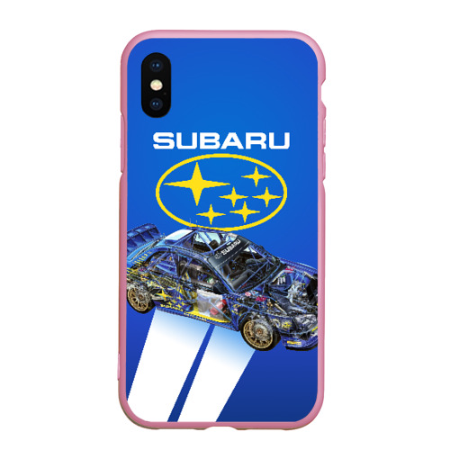 Чехол для iPhone XS Max матовый Subaru, цвет розовый