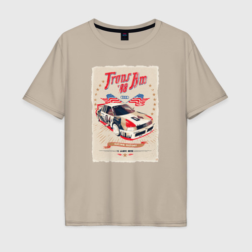 Мужская футболка хлопок Oversize Audi Racing History, цвет миндальный
