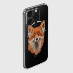 Чехол для iPhone 16 Pro Max силиконовый с защитой камеры Лиса в наушниках - фото 2