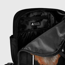 Рюкзак с принтом Лиса в наушниках для женщины, вид на модели спереди №5. Цвет основы: белый