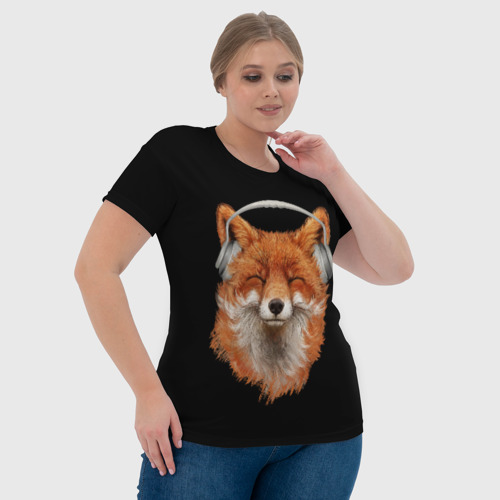 Женская футболка 3D Лиса в наушниках, цвет 3D печать - фото 6