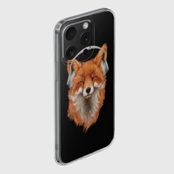 Чехол для iPhone 15 Pro Max силиконовый с защитой камеры Лиса в наушниках - фото 2