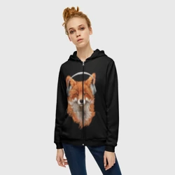 Женская толстовка 3D на молнии Лиса в наушниках - фото 2
