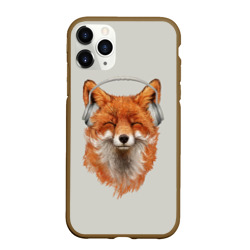 Чехол для iPhone 11 Pro Max матовый Лиса в наушниках