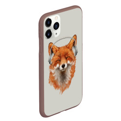 Чехол для iPhone 11 Pro Max матовый Лиса в наушниках - фото 2