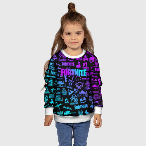 Детский свитшот 3D Fortnite x Marshmello neon неон, цвет 3D печать - фото 7