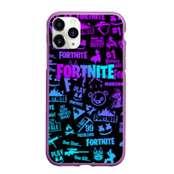 Чехол для iPhone 11 Pro Max матовый Fortnite x Marshmello neon неон