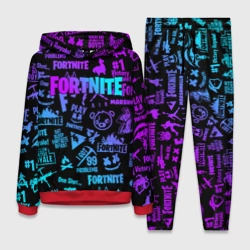 Женский костюм с толстовкой 3D Fortnite x Marshmello neon неон