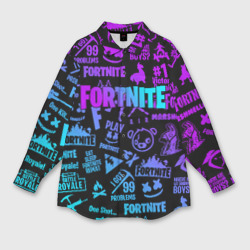 Женская рубашка oversize 3D Fortnite x Marshmello neon неон