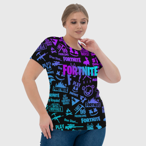 Женская футболка 3D Fortnite x Marshmello neon неон, цвет 3D печать - фото 6