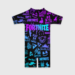 Детский купальный костюм 3D Fortnite x Marshmello neon неон