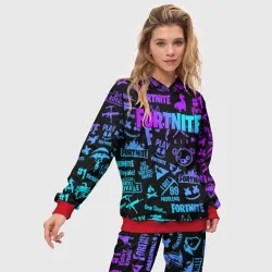 Женский костюм с толстовкой 3D Fortnite x Marshmello neon неон - фото 2