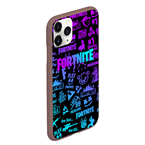 Чехол для iPhone 11 Pro Max матовый Fortnite x Marshmello neon неон, цвет коричневый - фото 3