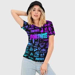 Женская футболка 3D Slim Fortnite x Marshmello neon неон - фото 2