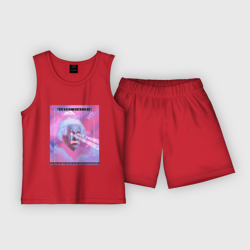 Детская пижама с шортами хлопок Albert Einstein glitch art