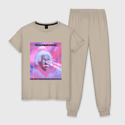 Женская пижама хлопок Albert Einstein glitch art