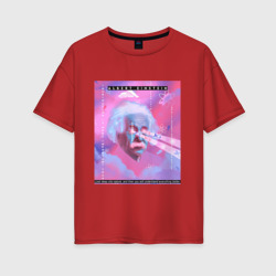 Женская футболка хлопок Oversize Albert Einstein glitch art