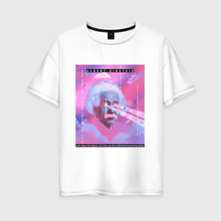 Женская футболка хлопок Oversize Albert Einstein glitch art