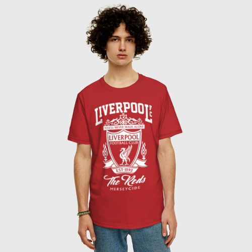 Мужская футболка хлопок Oversize с принтом Ливерпуль, фото на моделе #1